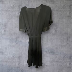 Brand New Scomchic Women's Size 2X Black Faux Wrap Belted Midi Dress